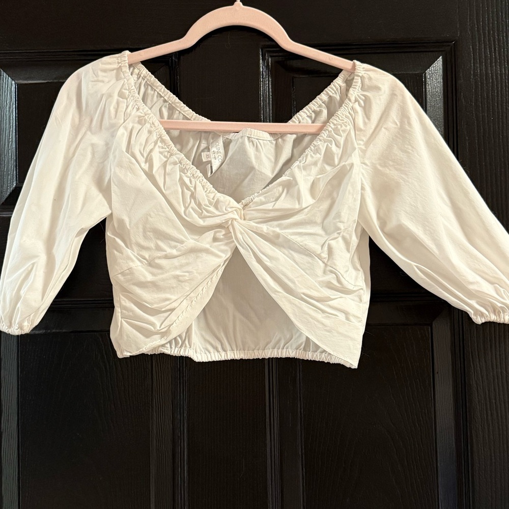 Caroline Constas Cream Ruched Blouse